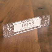 Faux Roos Gold Glitter Boss Acrylblok Naambordje (Zijkant)
