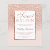 Faux roos gold glitter elegant budget Sweet 16 (Voorkant)