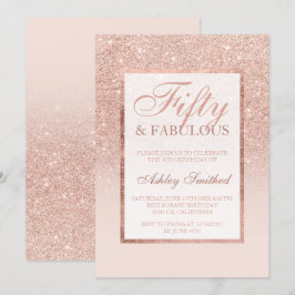 Faux roos Gold glitter elegant chic 50 fabulous Kaart