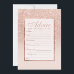 Faux roos Gold glitter elegant chic Advice bridal Advieskaart<br><div class="desc">Een modern, en elegant faux roos goud glitter douche ombre met pastelblastroze kleurblokadvies voor de bruid om de partij te worden van het vrijgezellenfeest met een gouden ombre-patroon van het roos dat op een roze achtergrond vervaagt met een elegant goudlijst Perfect voor een prinses vrijgezellenfeest, perfect voor haar, de fashionista...</div>