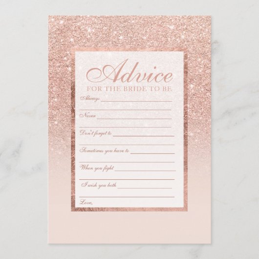 Faux roos Gold glitter elegant chic Advice bridal Advieskaart (Voorkant)