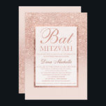 Faux roos Gold glitter elegant chic Bat Mitzvah Kaart<br><div class="desc">Een modern,   en elegant faux roos goudglitter douchecombre met pastelroze kleurenblok Bat Mitzvah,  met een goudvormig roos-ombardpatroon dat op een roze achtergrond vervaagt en elegant goudlijst Perfect voor een prinses Bat Mitzvah</div>