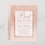 Faux roos Gold glitter elegant chic Bat Mitzvah Kaart<br><div class="desc">Een modern,   en elegant faux roos goudglitter douchecombre met pastelroze kleurenblok Bat Mitzvah,  met een goudvormig roos-ombardpatroon dat op een roze achtergrond vervaagt en elegant goudlijst Perfect voor een prinses Bat Mitzvah</div>