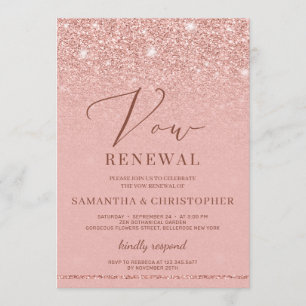 Faux roos gold glitter elegant chic Vow Renewal Kaart
