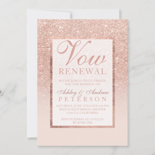 Faux roos gold glitter elegant chic Vow Renewal Kaart (Voorkant)