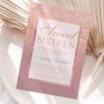 Faux roos Gold glitter elegant stoffig roos Sweet  Kaart<br><div class="desc">Een modern,   en elegant faux roos goud glitter douche ombre met stoffige roos kleurenblok Sweet 16 verjaardagsfeest met roos goudbolvormig patroon op een stoffige roos achtergrond met elegant goudlijst Perfect voor een prinses Sweet sixteen,  perfect voor haar,  de fashionista die van modern patroon en glam houdt</div>