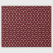 Faux Roos Gold Glitter en Burgundy Quatrefoil Cadeaupapier (Vlak)