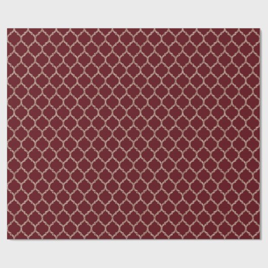 Faux Roos Gold Glitter en Burgundy Quatrefoil Cadeaupapier (Vlak)