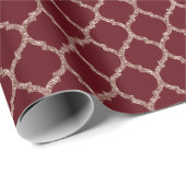 Faux Roos Gold Glitter en Burgundy Quatrefoil Cadeaupapier (Rol Hoek)