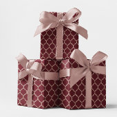 Faux Roos Gold Glitter en Burgundy Quatrefoil Cadeaupapier