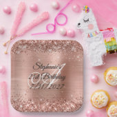 Faux Roos Gold Glitter en Folie 21e verjaardag Papieren Bordje (Feest)