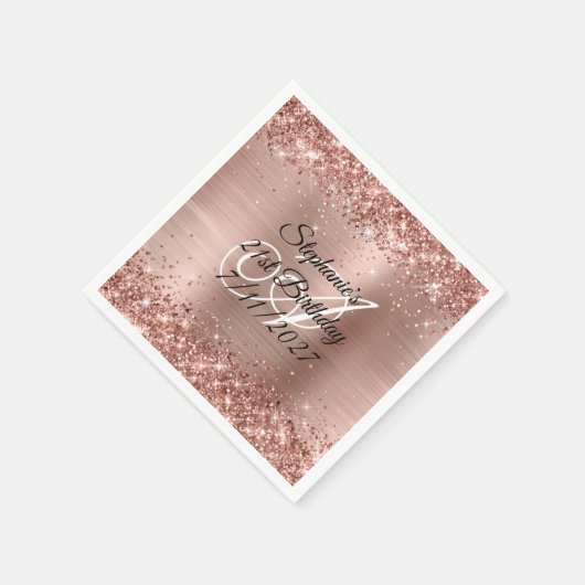 Faux Roos Gold Glitter en Folie 21e verjaardag Servet (Hoek)