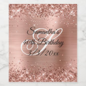 Faux Roos Gold Glitter en Folie 40e verjaardag Wijn Etiket (Enkel label)