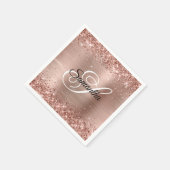 Faux Roos Gold Glitter en Folie Fancy Monogram Servet (Hoek)