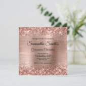 Faux Roos Gold Glitter en Folie Quinceañera Kaart (Staand voorkant)