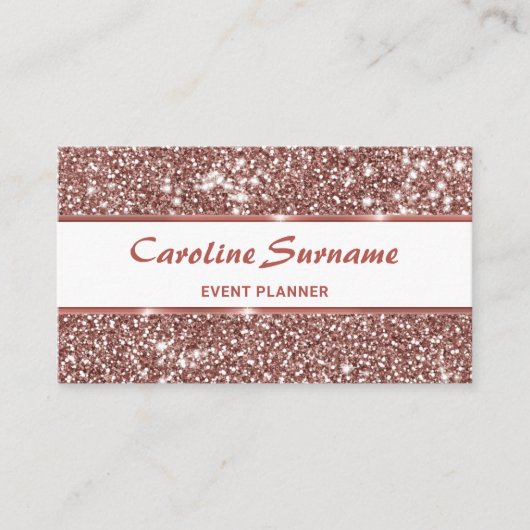 Faux Roos Gold Glitter Event Planner Girly Chic Visitekaartje (Voorkant)