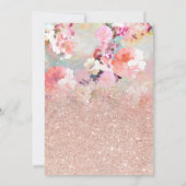 Faux roos gold glitter floral waterverf Sweet 16 Kaart (Achterkant)