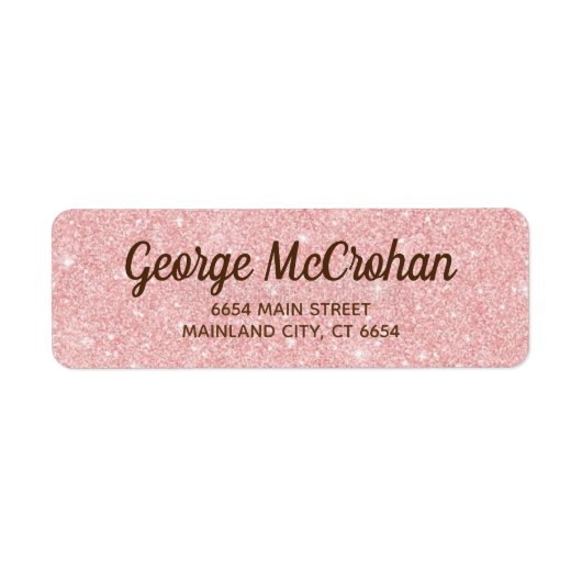 Faux Roos Gold Glitter Folie Roze retouradres Etiket (Voorkant)