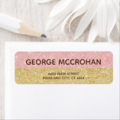 Faux Roos Gold Glitter Folie Roze retouradres Etiket (Insitu)