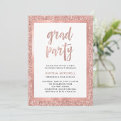 Faux Roos Gold Glitter | Foto van Graduation Party Kaart (Staand voorkant)