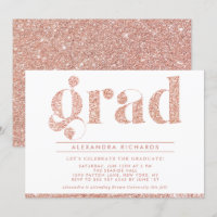 Faux Roos Gold Glitter Graduter Party Invitation