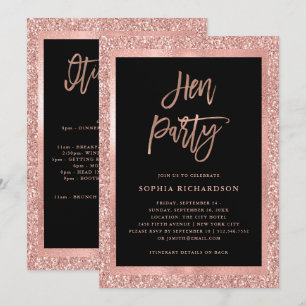 Faux Roos Gold Glitter Hen Party met reisschema Kaart
