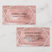 Faux Roos Gold Glitter Kijk geometrisch Visitekaartje (Voorkant / Achterkant)