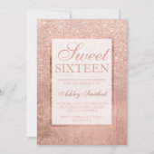 Faux roos gold glitter leaf elegant chic Sweet 16 Kaart (Voorkant)