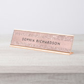 Faux Roos Gold Glitter-look Bureau Naambordje (Voorkant)