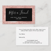 Faux Roos Gold Glitter-look en zwart Aanbevelingskaartje (Voorkant / Achterkant)