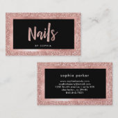 Faux Roos Gold Glitter-look en zwart | nagels Visitekaartje (Voorkant / Achterkant)