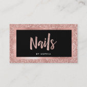 Faux Roos Gold Glitter-look en zwart | nagels Visitekaartje (Voorkant)