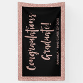 Faux Roos Gold Glitter-look | Gefeliciteerd Afstud Spandoek (Verticaal)