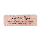 Faux Roos Gold Glitter Look Retouradres Label (Voorkant)