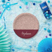 Faux Roos Gold Glitter met Bourgogne Papieren Bordje (Feest)