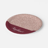 Faux Roos Gold Glitter met Bourgogne Papieren Bordje (Gekanteld)