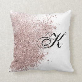 Faux Roos Gold Glitter Monogram Pillow Kussen