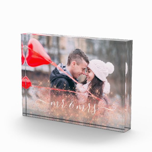 Faux roos gold glitter Mr. & Mrs. aangepaste foto (Rechts)