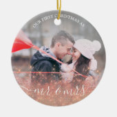 Faux roos gold glitter Mr. & Mrs. aangepaste foto Keramisch Ornament (Voorkant)