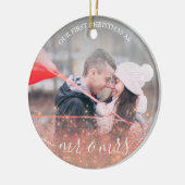 Faux roos gold glitter Mr. & Mrs. aangepaste foto Keramisch Ornament (Links)