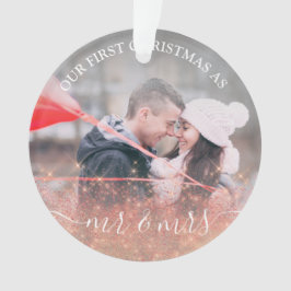 Faux roos gold glitter Mr. & Mrs. aangepaste foto Ornament