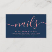 Faux Roos Gold Glitter Nail-technicus marine  Visitekaartje (Voorkant)