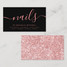 Faux Roos Gold Glitter Nail-technicus zwart  Visitekaartje