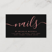 Faux Roos Gold Glitter Nail-technicus zwart  Visitekaartje (Voorkant)
