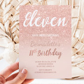 Faux roos gold glitter ombre eleven Birthday Kaart