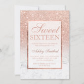 Faux roos gold glitter ombre marble chic Sweet 16 Kaart (Voorkant)