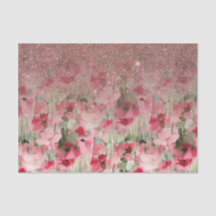 Faux Roos Gold Glitter op Waterverf Floral