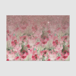  Faux Roos Gold Glitter op Waterverf Floral Tissuepapier