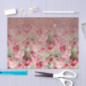  Faux Roos Gold Glitter op Waterverf Floral Tissuepapier (Craft)