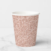 Faux Roos Gold Glitter Pink Paper Cups Papieren Bekers (Achterkant)